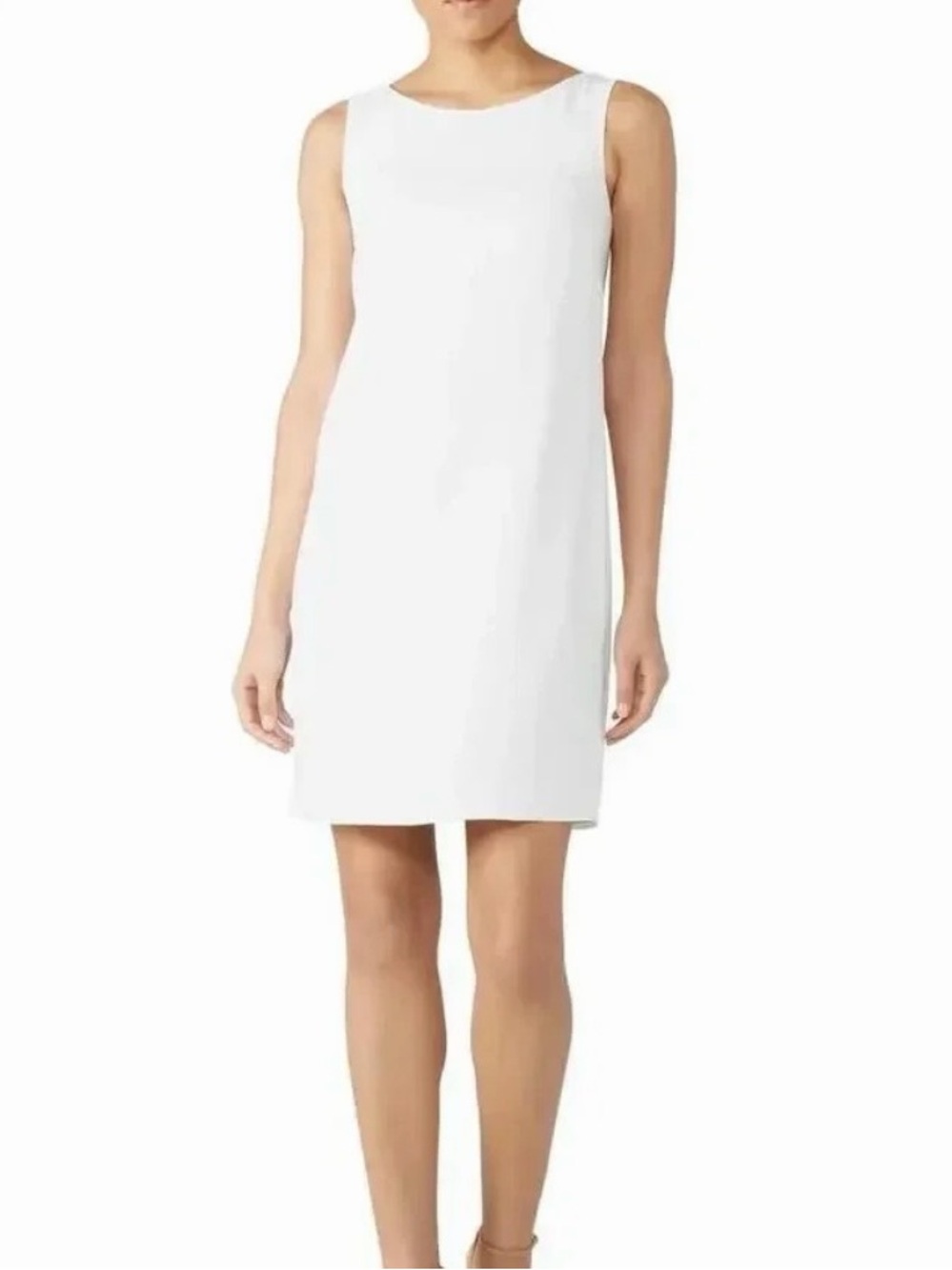 Trina Turk White Sleeveless Shift Dress Open Back Overlay Size 6